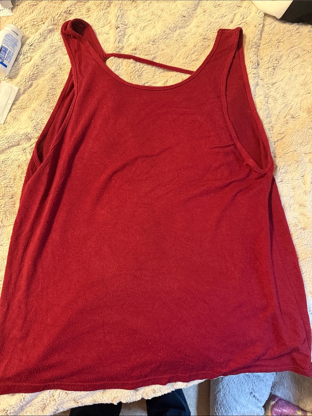 Zyia active boyfriend lounge cranberry Tank with Back Strap Detail size large